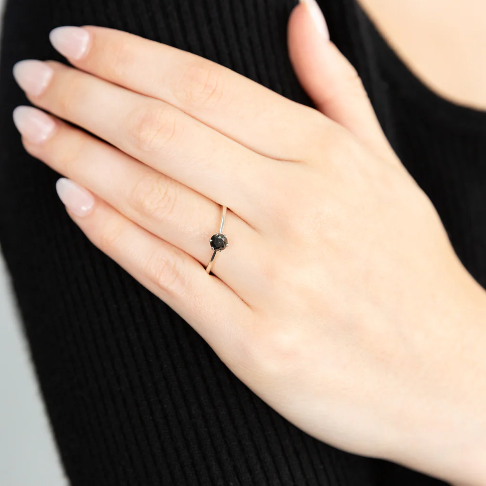 1/2 Carat Black Diamond Ring in Sterling Silver - Image 2