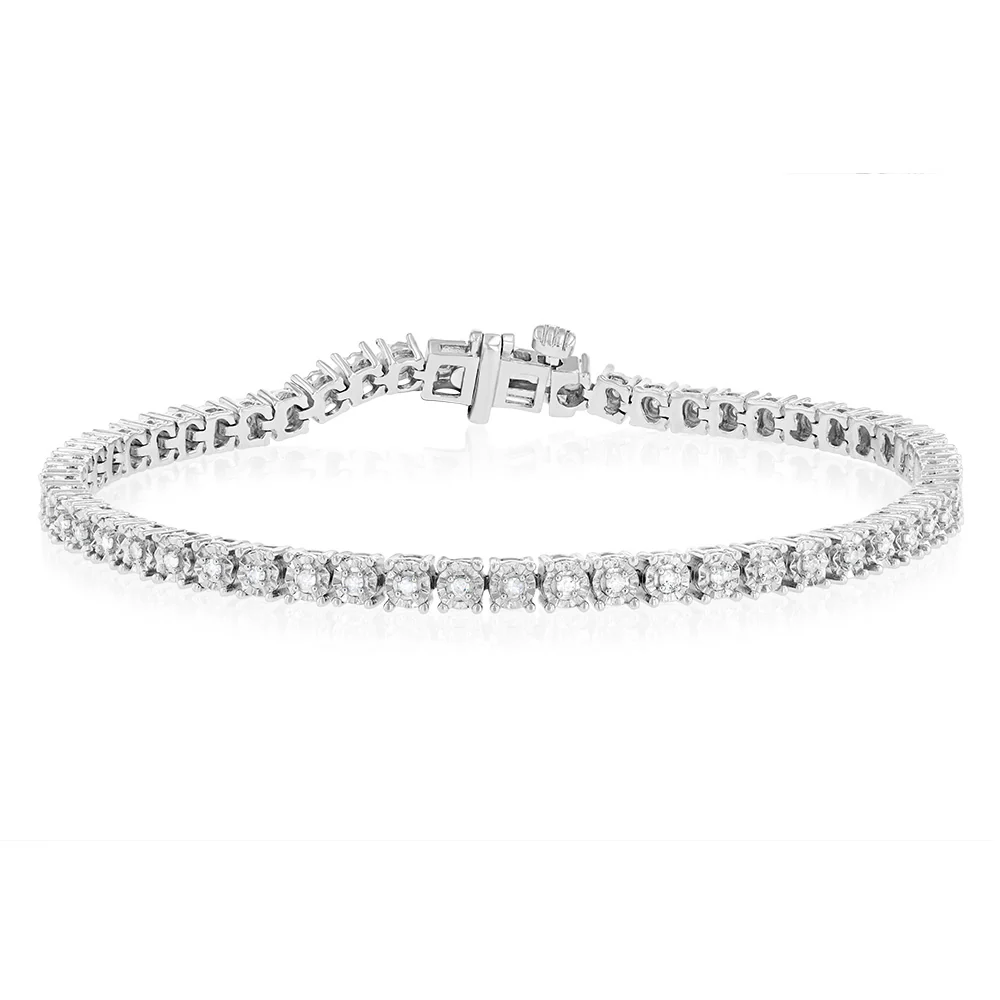 1/2 Carat Diamond 18cm Tennis Bracelet with Brilliant Cut Diamonds in Sterling Silver - Image 5