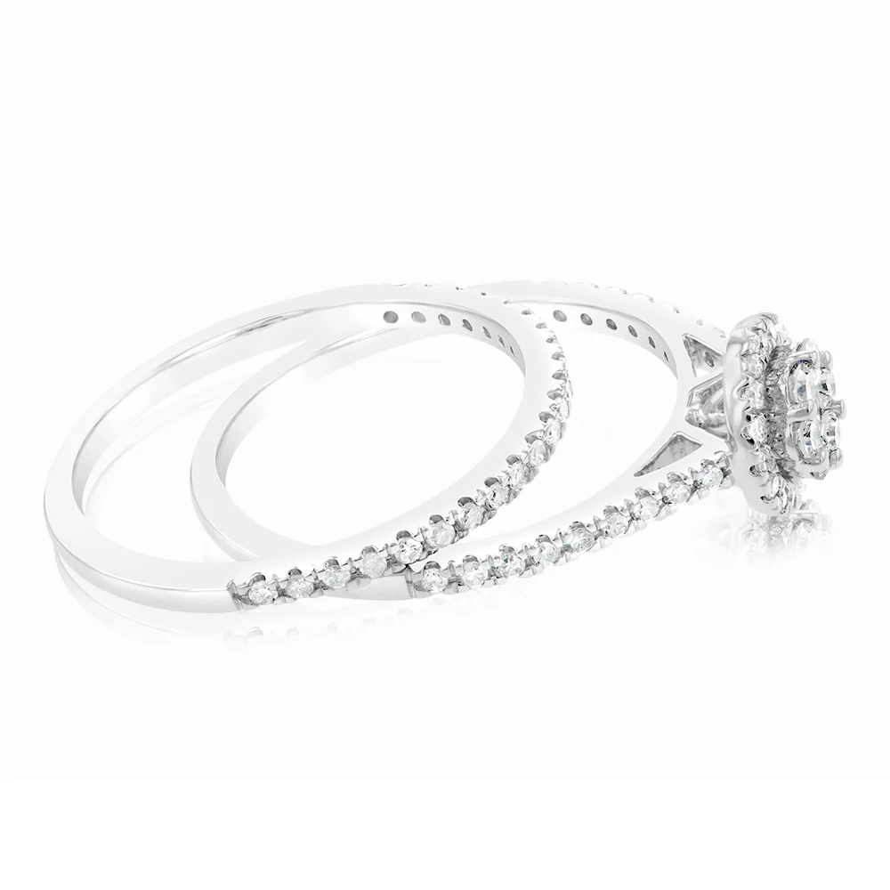 1/2 Carat Diamond 2 Ring Bridal Set in Sterling Silver - Image 2