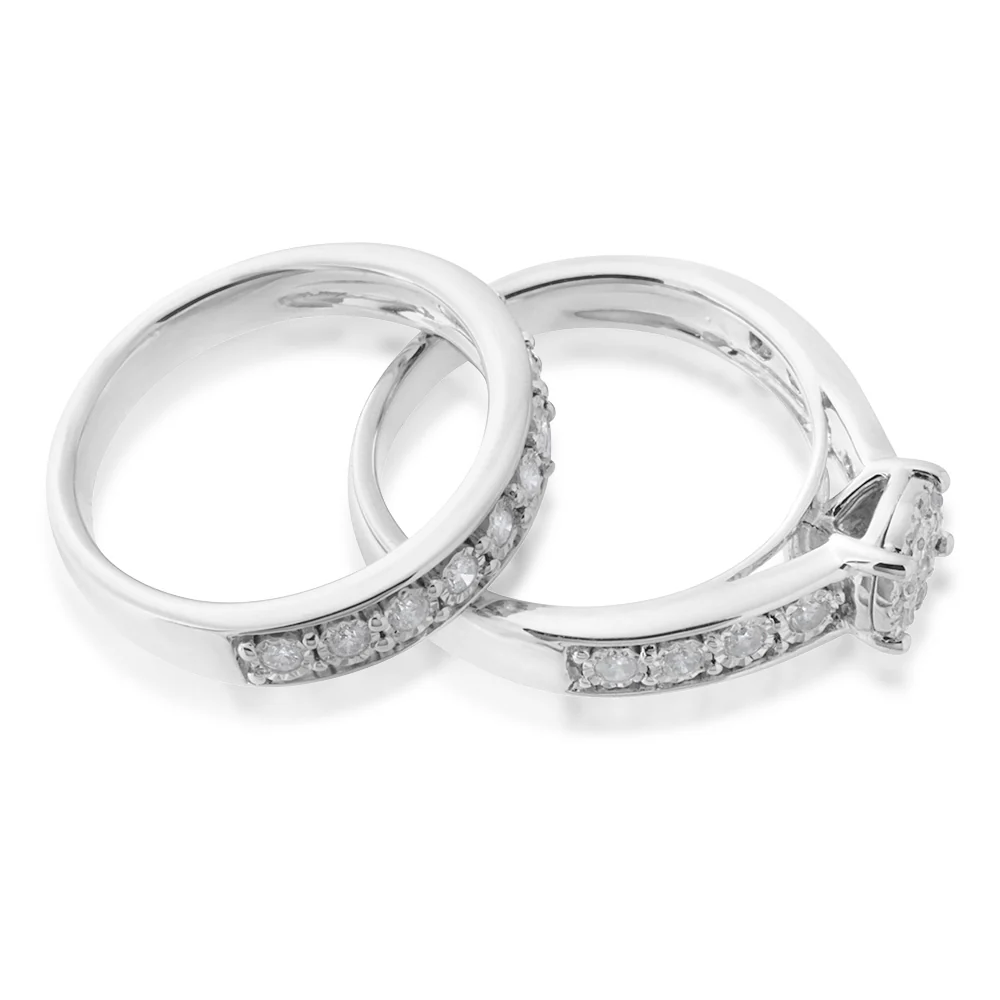 1/2 Carat Diamond 2-Ring Bridal Set in Sterling Silver - Image 2