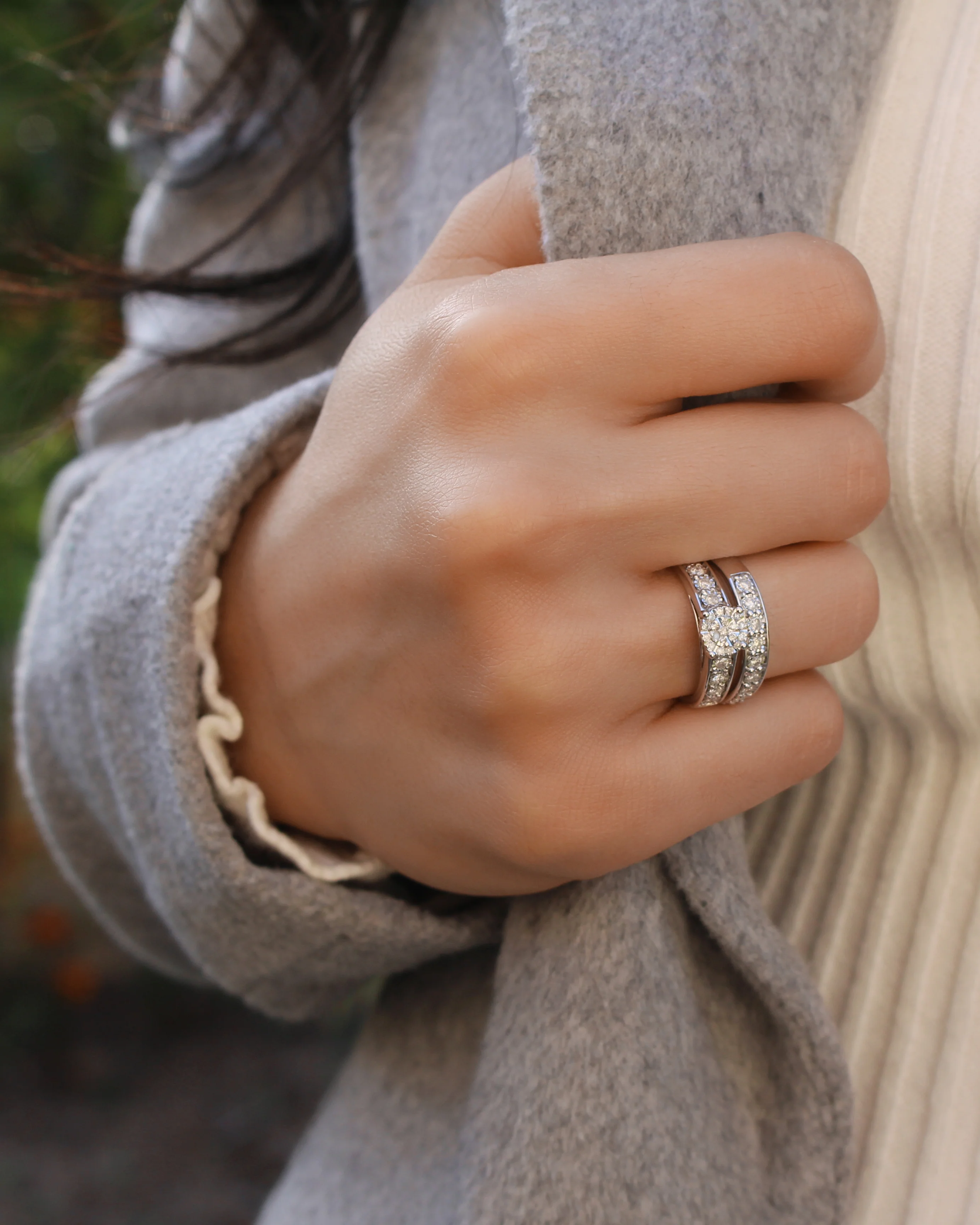 1/2 Carat Diamond 2-Ring Bridal Set in Sterling Silver - Image 4