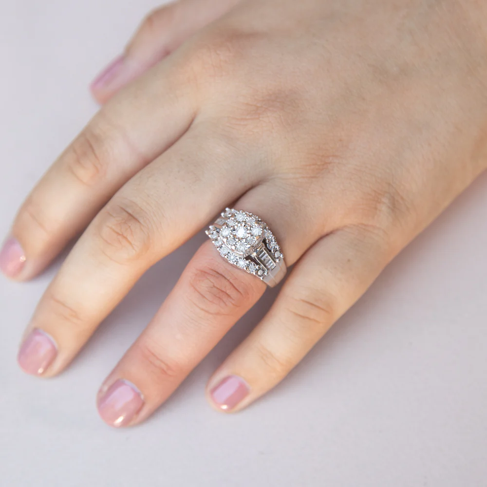 1/2 Carat Diamond Dress Ring with 37 Diamonds in Sterling Silver - Image 3