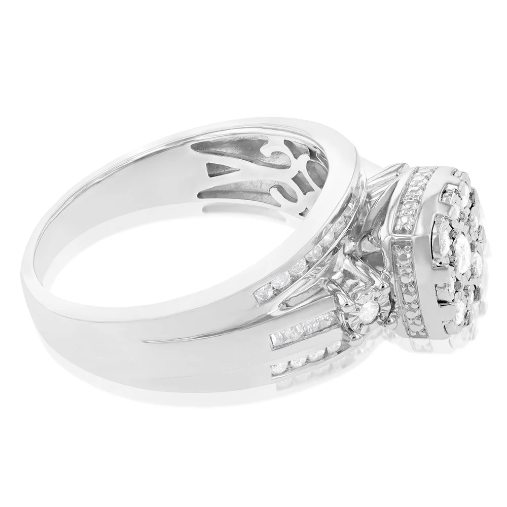 1/2 Carat Diamond Dress Ring with 49 Diamonds in Sterling Silver - Image 2