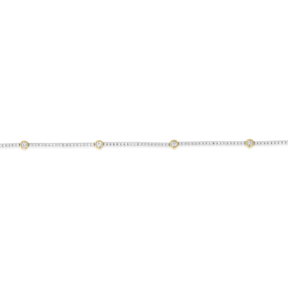 1/2 Carat Diamond Fancy Bracelet White Gold Link with 9ct Yellow Gold Bezel - Image 2