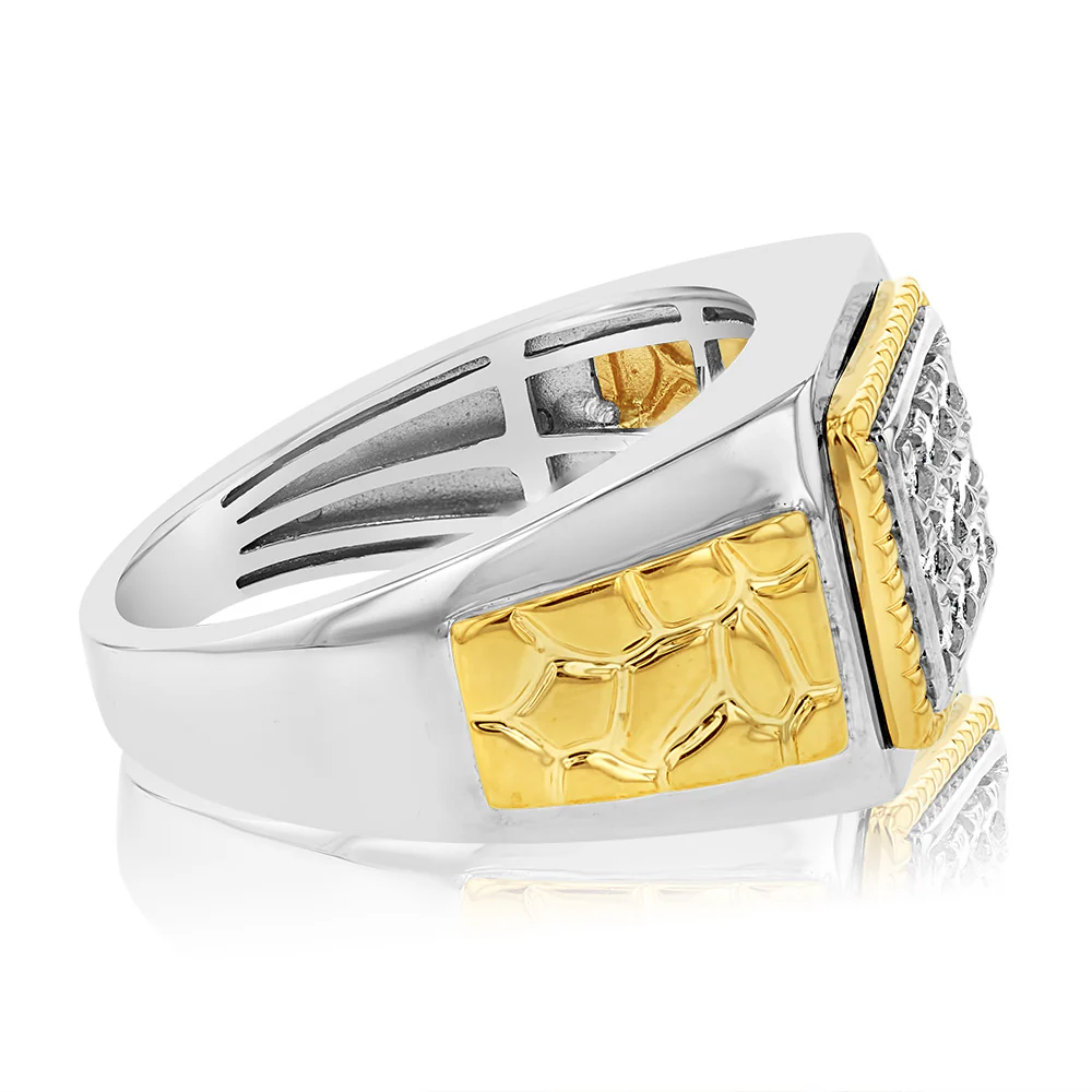 1/2 Carat Diamond Gents Ring in 10ct Yellow & White Gold - Image 2