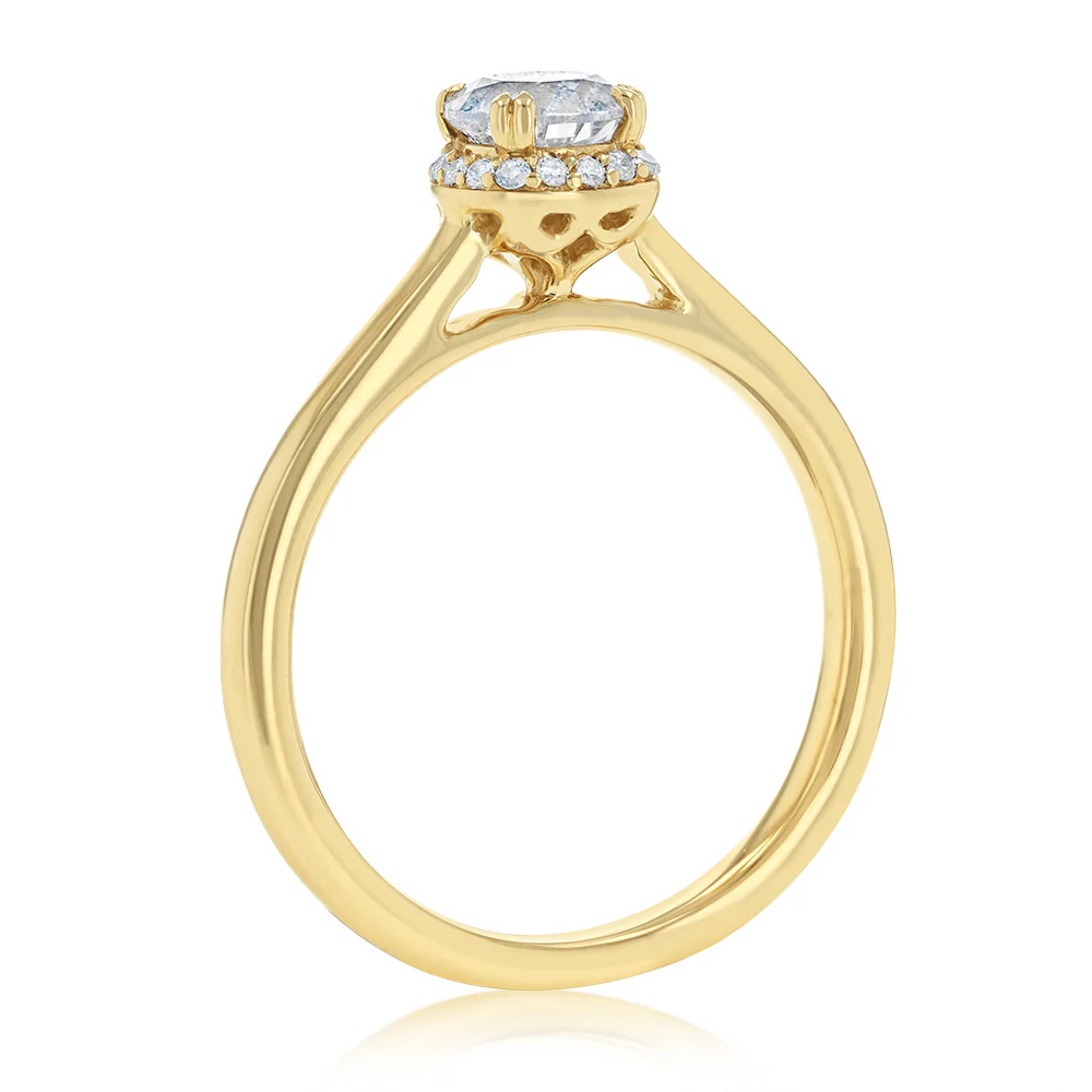 1/2 Carat Diamond Halo Ring in 9ct Yellow Gold - Image 3