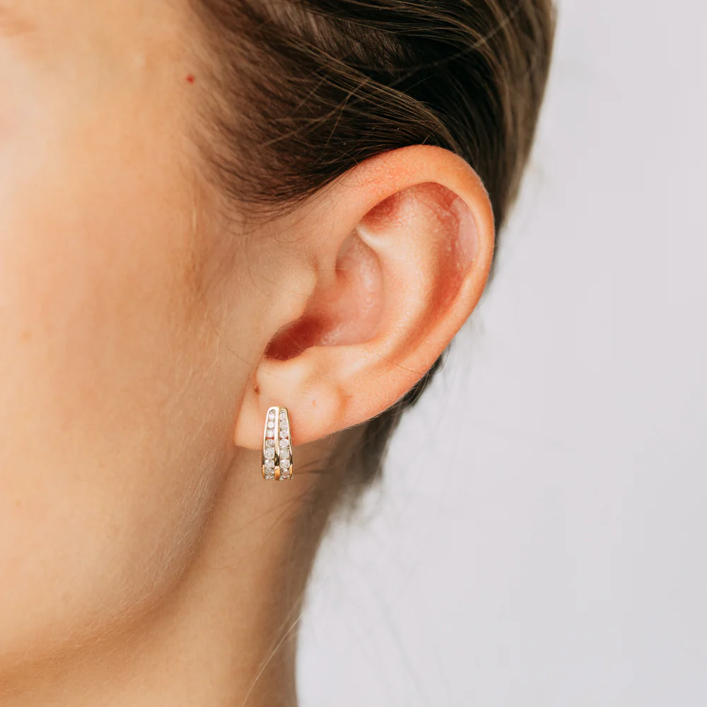 1/2 Carat Diamond Hoop Earrings in 9ct Yellow Gold - Image 2