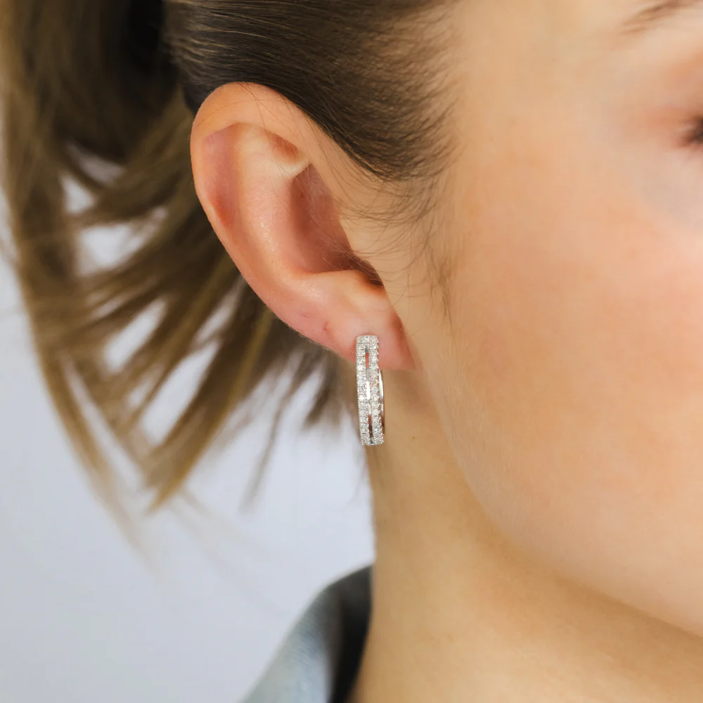 1/2 Carat Diamond Hoop Earrings in Sterling SIlver - Image 2