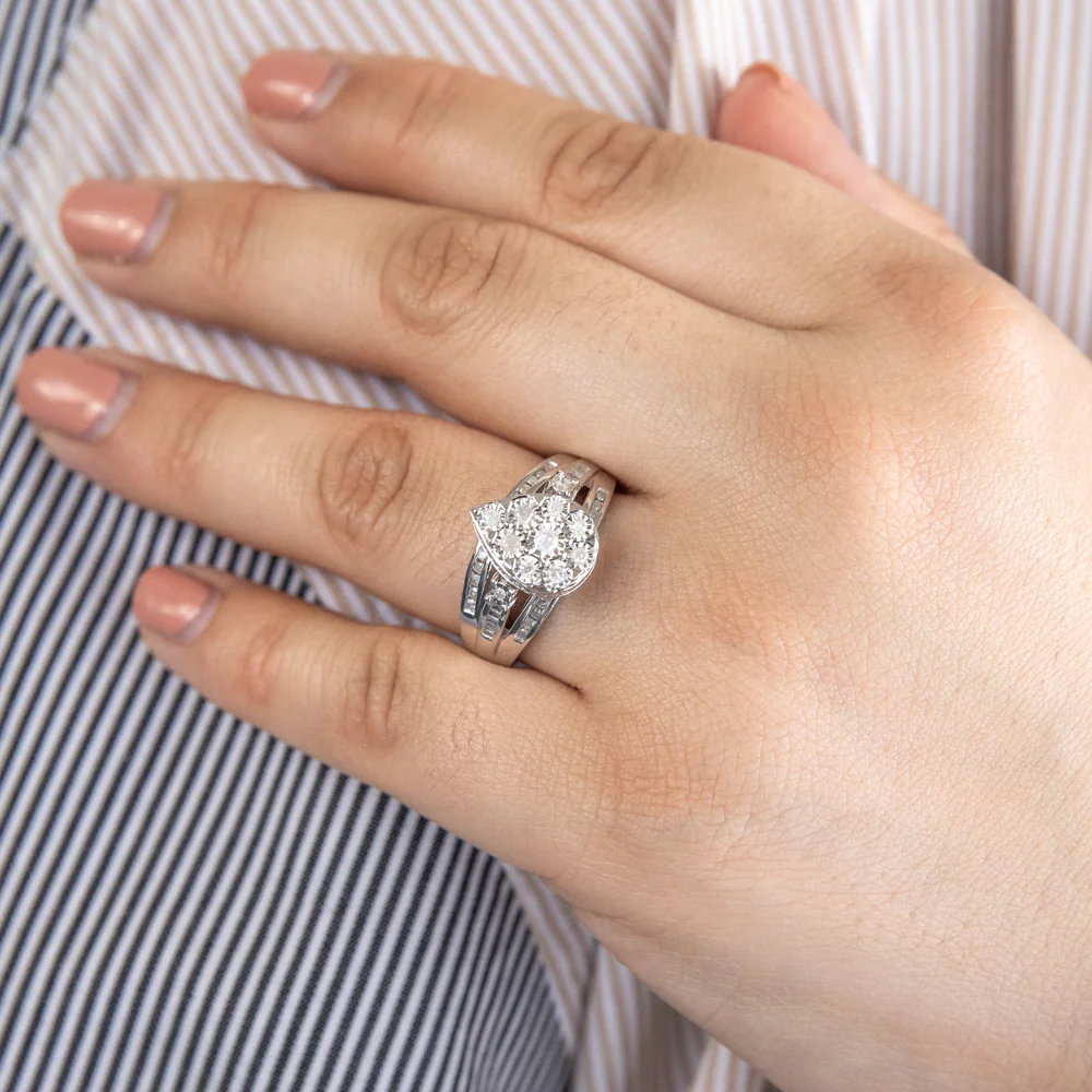 1/2 Carat Diamond Pear Shape Cluster Dress Ring in Sterling Silver - Image 2