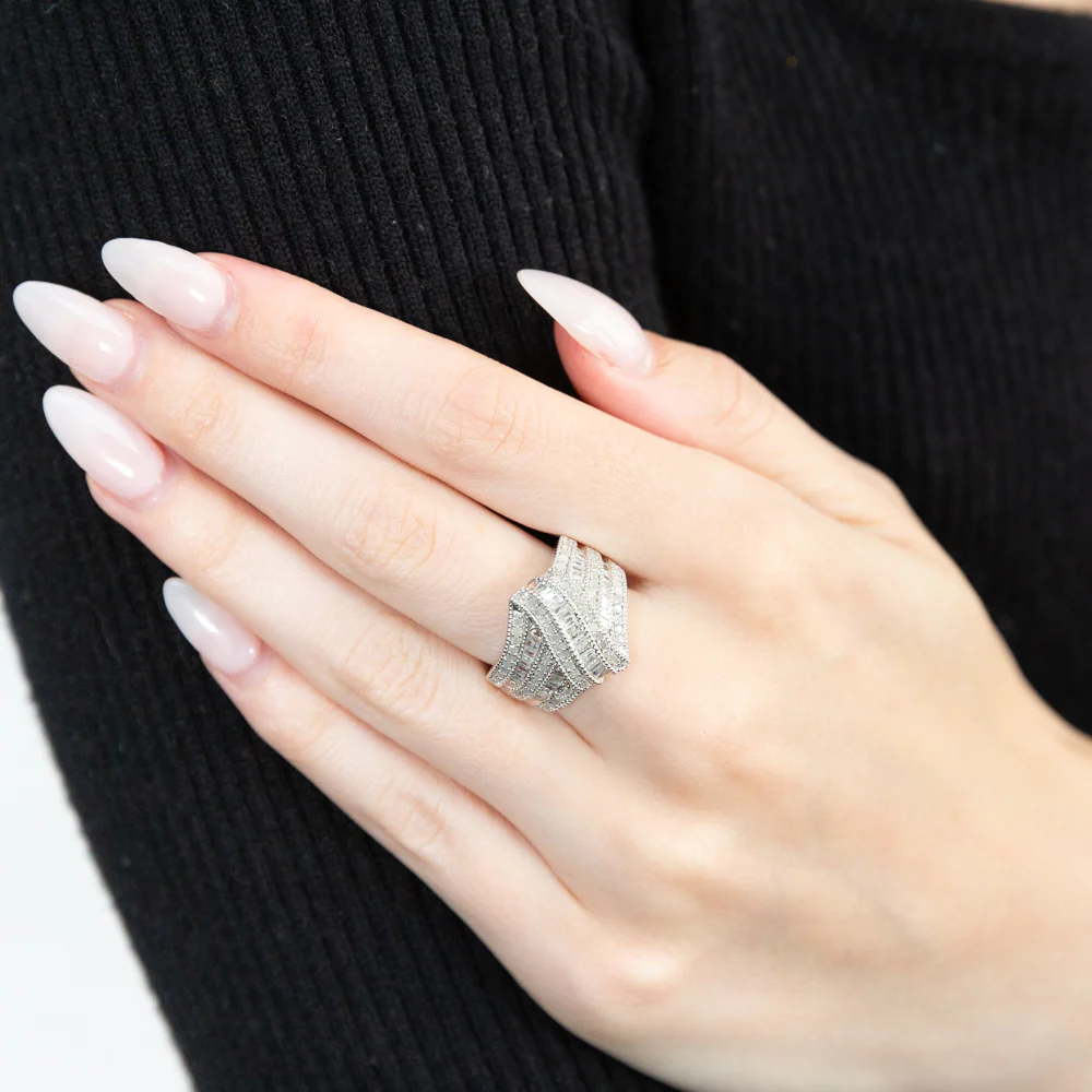 1.2 Carat Diamond Wave Ring in Sterling Silver - Image 2