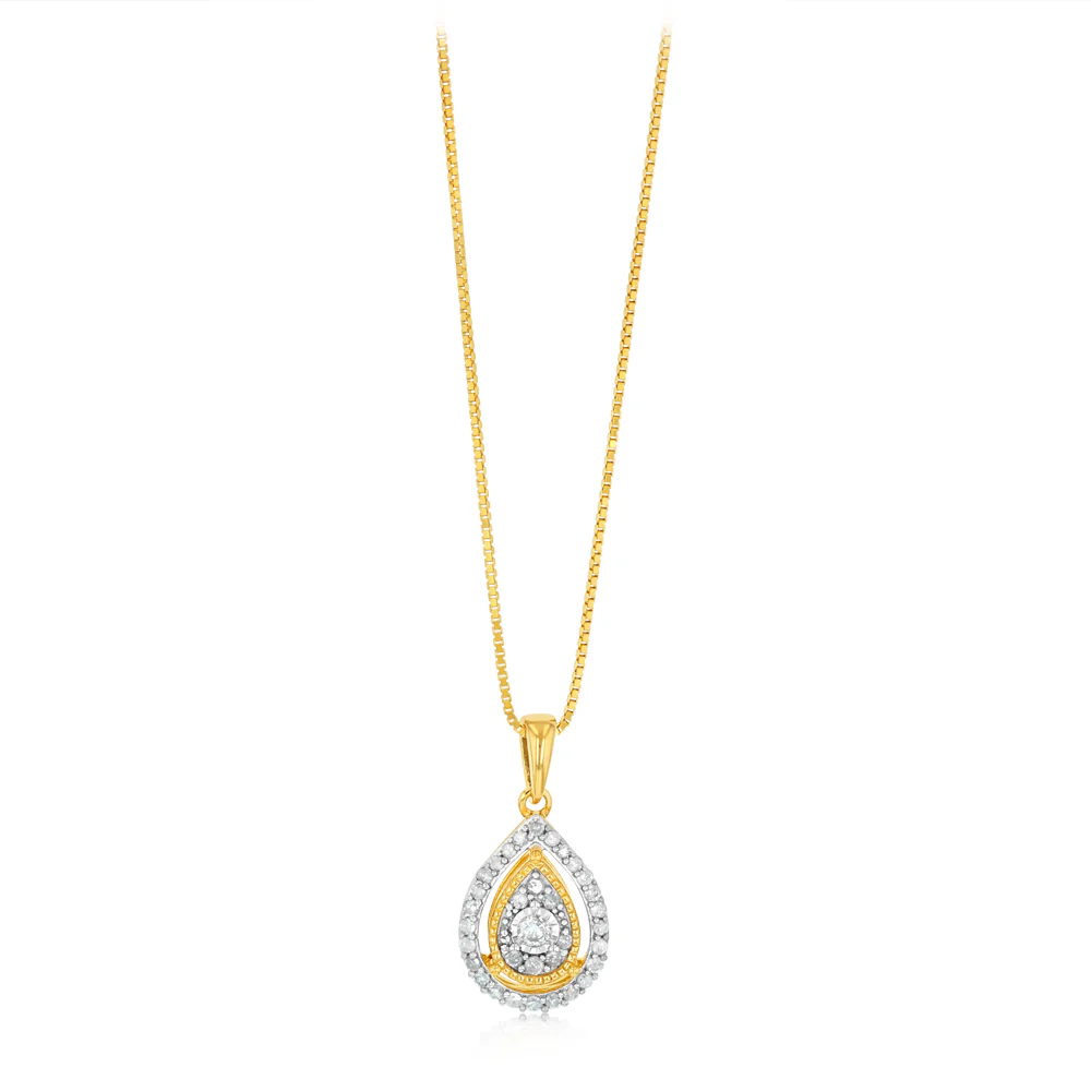 1/2 Carat Earring & Pendant Set in Gold Plated Sterling Silver on 45cm Chain - Image 2