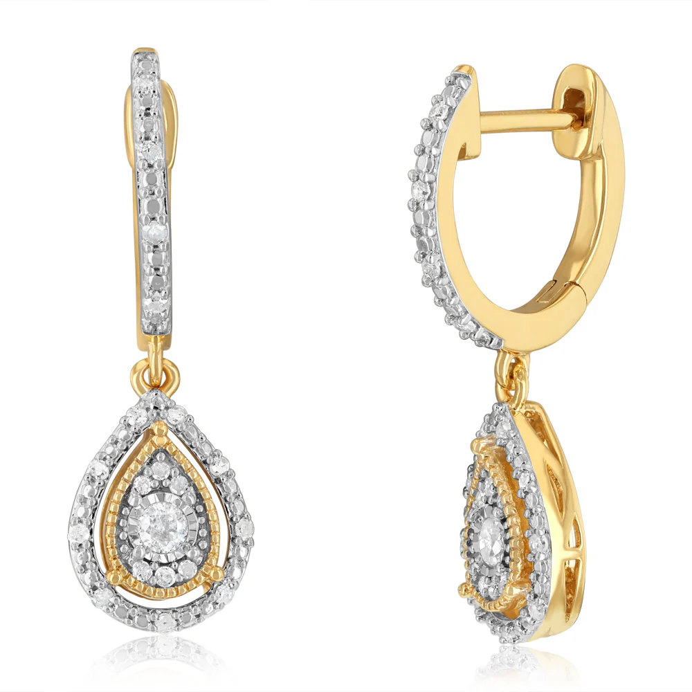1/2 Carat Earring & Pendant Set in Gold Plated Sterling Silver on 45cm Chain - Image 3