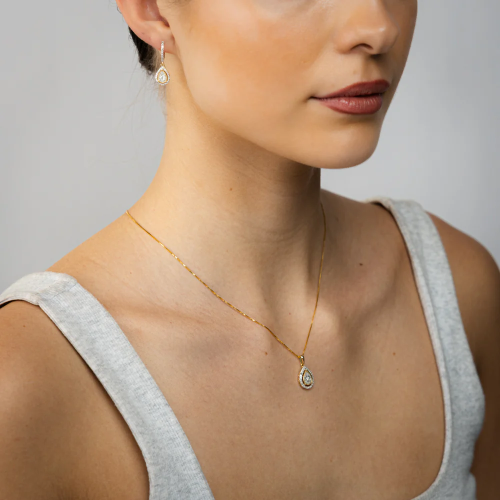 1/2 Carat Earring & Pendant Set in Gold Plated Sterling Silver on 45cm Chain - Image 5