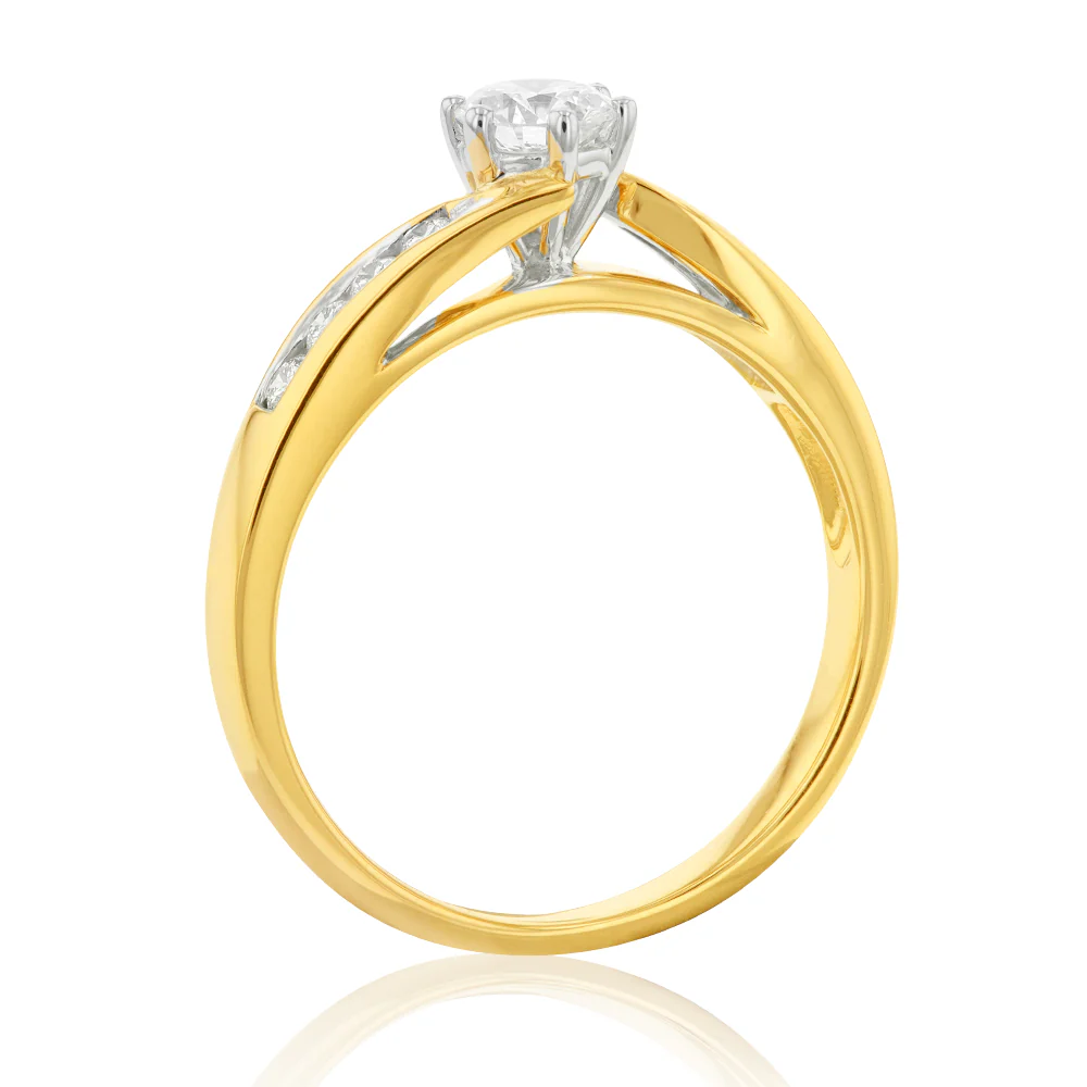1/2 Carat Flawless Cut Diamonds in Classic Design Ring in 18ct Yellow Gold - Image 2