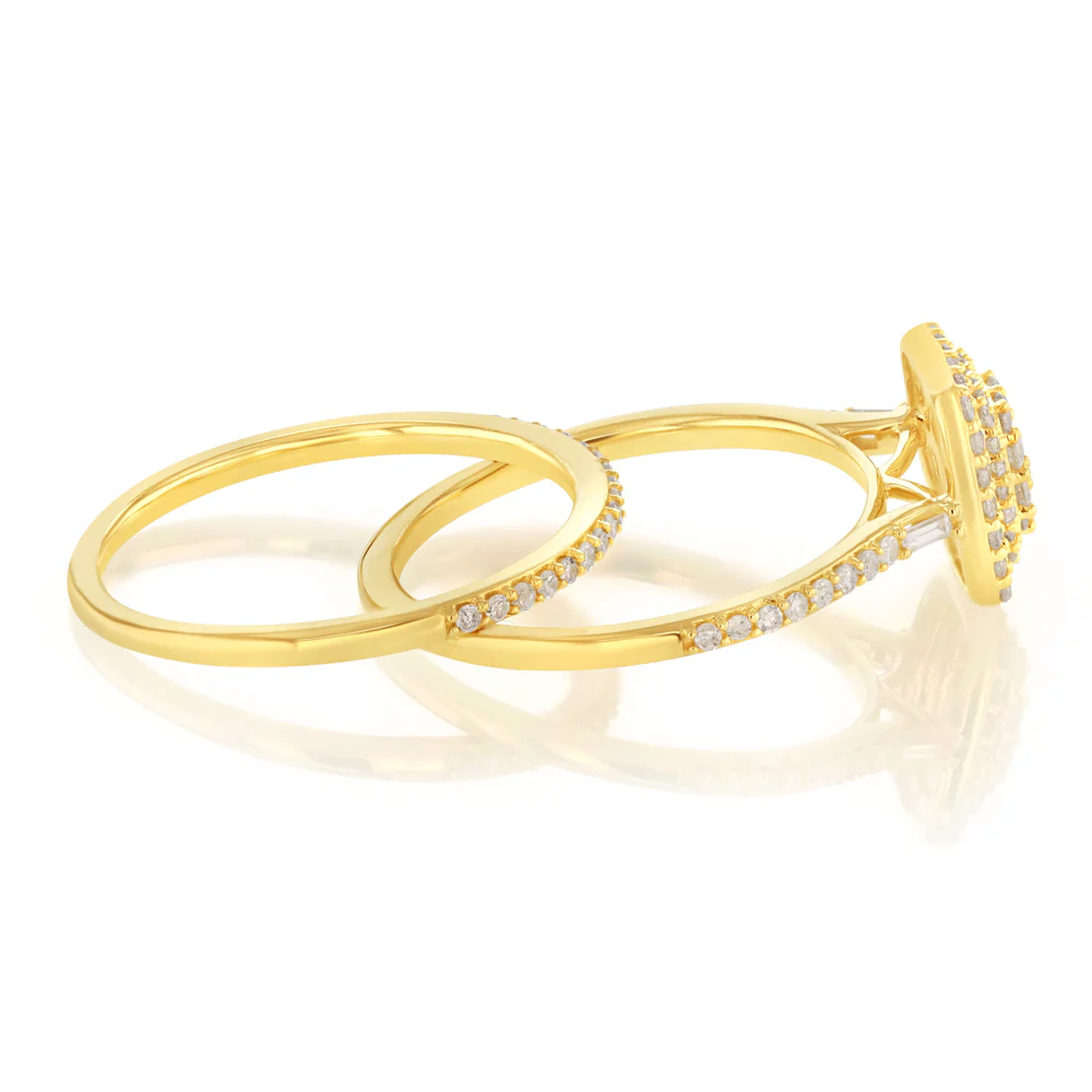 1/2 Carat Natural Diamond 2 Ring Bridal Set in 9ct Yellow Gold - Image 2