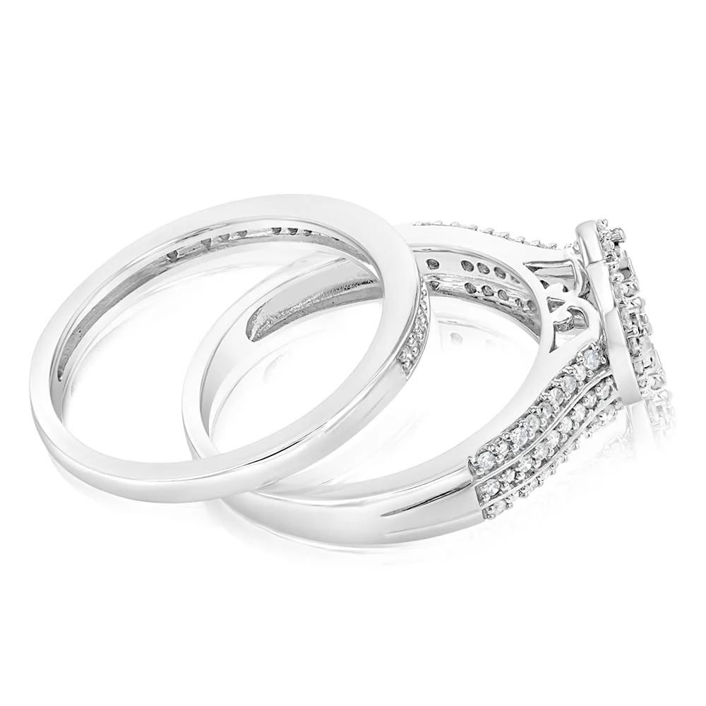1/3 Carat Diamond 2 Ring Bridal Set in Sterling Silver - Image 2