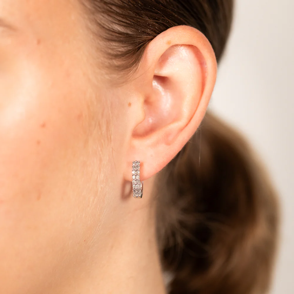 1/3 Carat Diamond Hoop Earrings in 10ct White Gold - Image 2