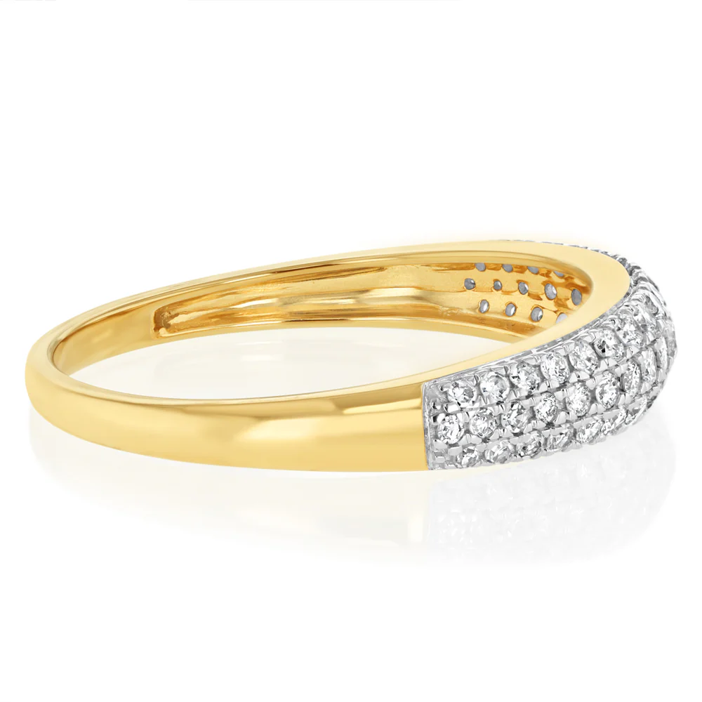 1/3 Carat Diamond Pave Ring in 9ct Yellow Gold - Image 2