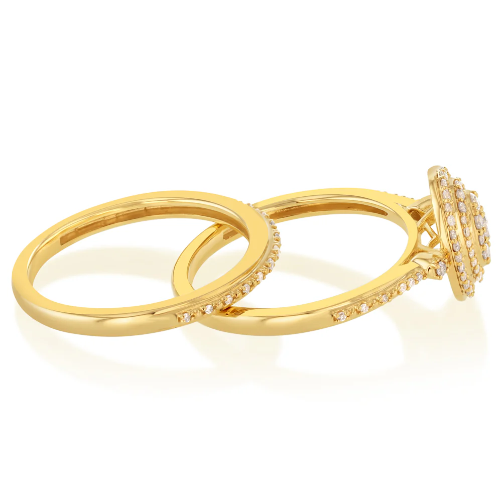 1/3 Carat Natural Diamond 2 Ring Bridal Set in 9ct Yellow Gold - Image 2