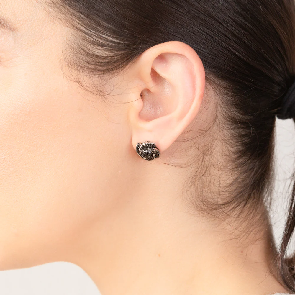 1/4 Carat Black Diamond Stud Earrings in Sterling Silver - Image 2