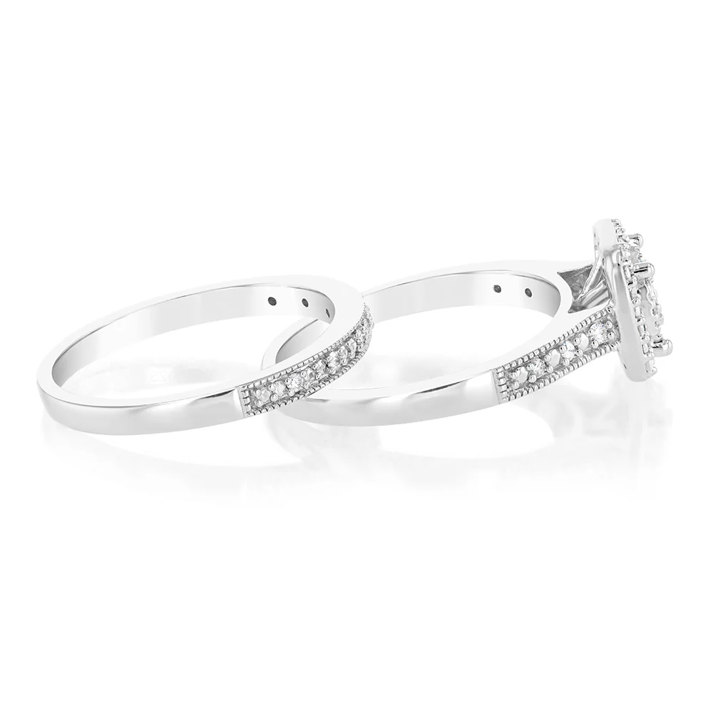 1/4 Carat Diamond 2-Ring Bridal Set in Sterling Silver - Image 2