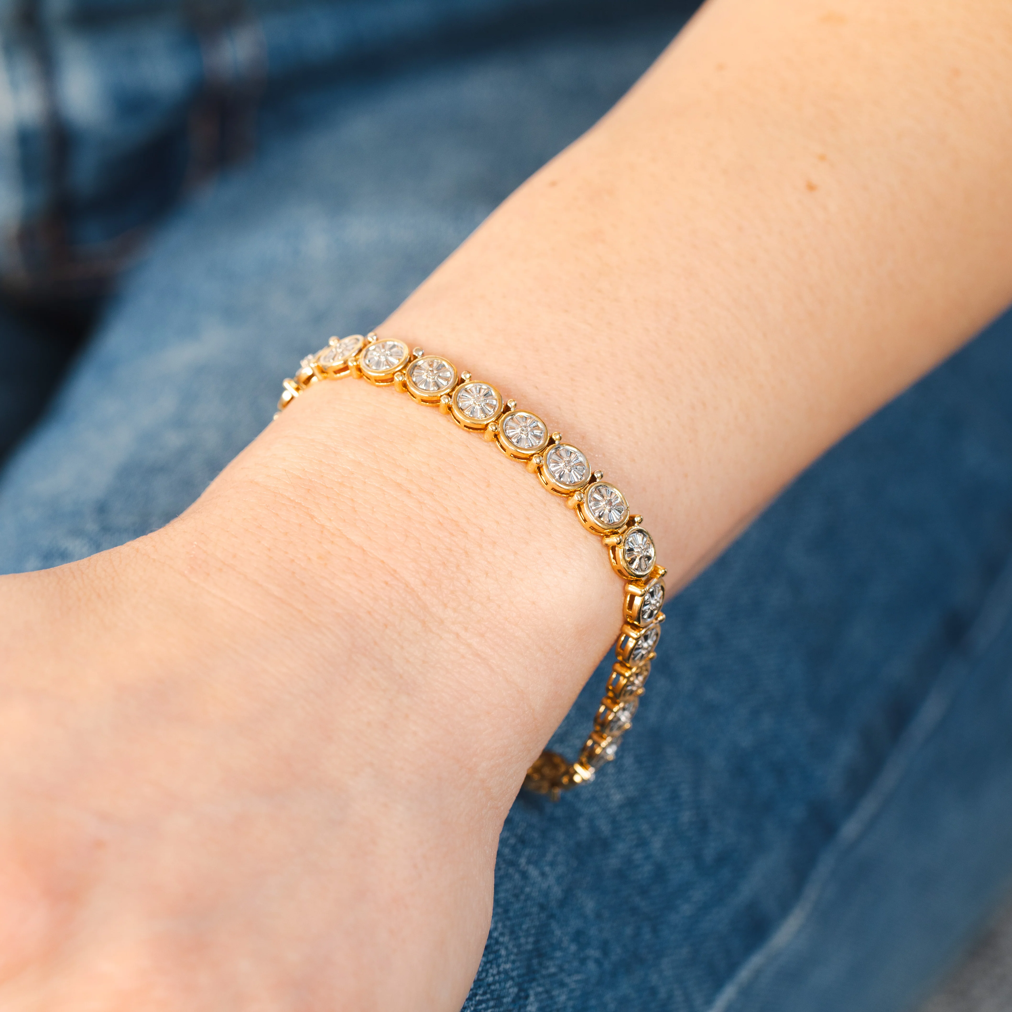 1/4 Carat Diamond Bracelet in Gold Plated Silver - Image 3