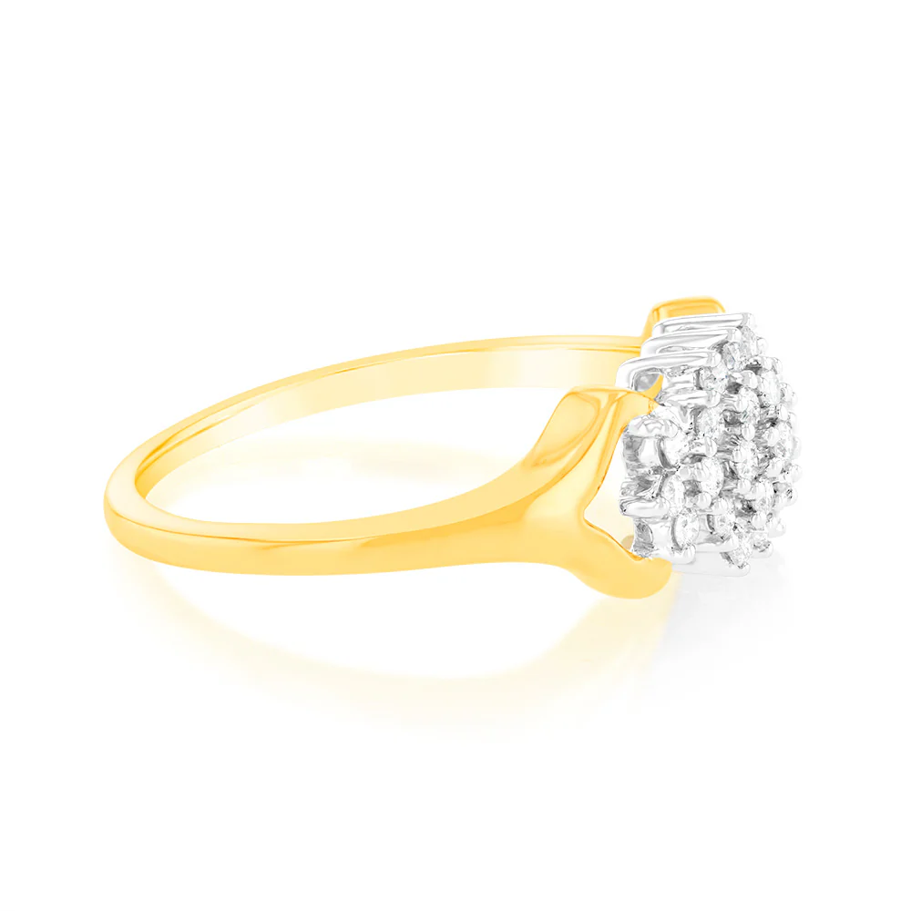 1/4 Carat Diamond Cluster Ring in 9ct Yellow Gold - Image 2