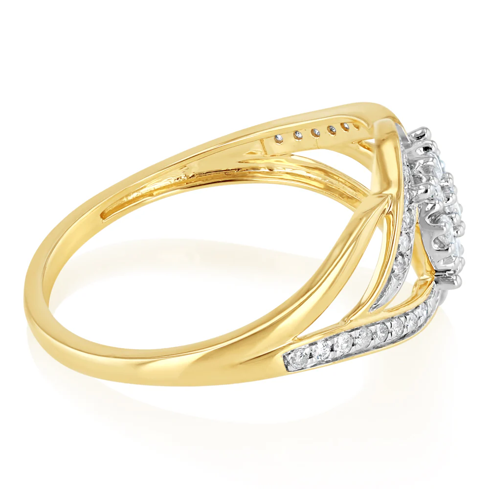 1/4 Carat Diamond Dress Ring in 9ct Yellow Gold - Image 2