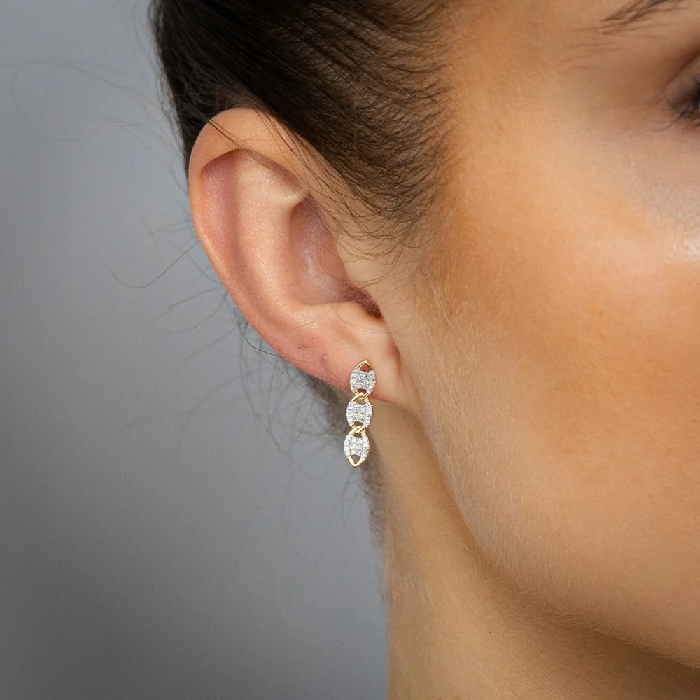 1/4 Carat Diamond Drop Earrings in 9ct Yellow Gold - Image 2