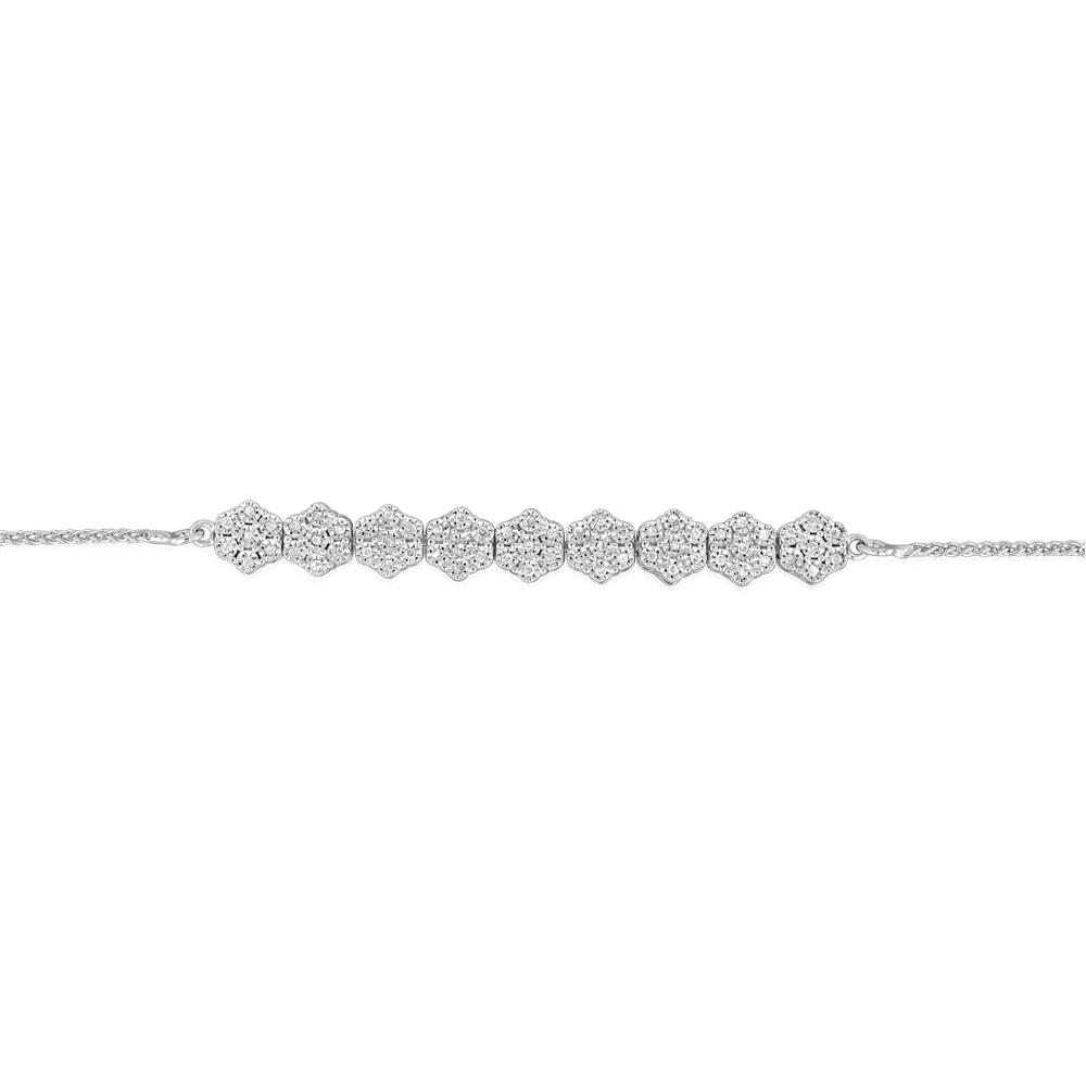 1/4 Carat Diamond Fancy Bracelet Adjustable 24cm in Sterling Silver - Image 2