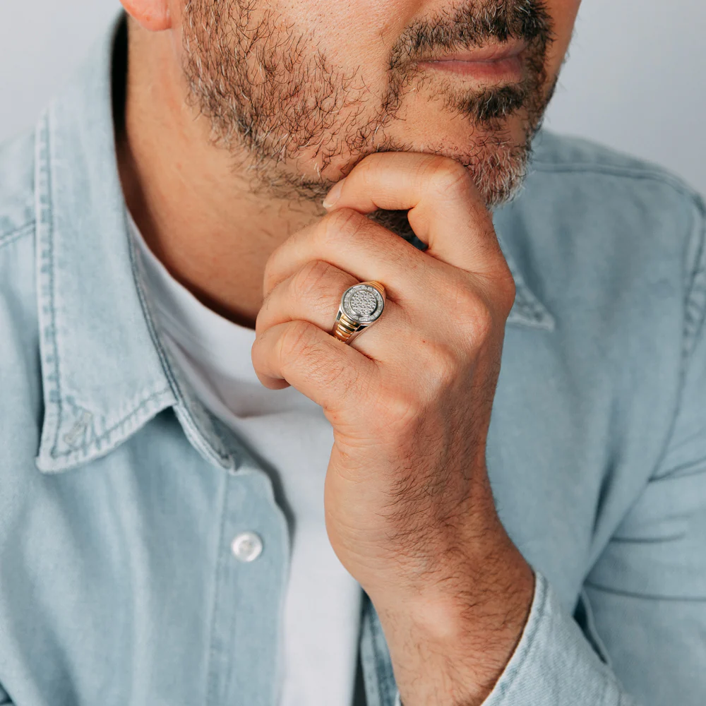 1/4 Carat Diamond Gents Ring in Gold Plated Silver - Image 3