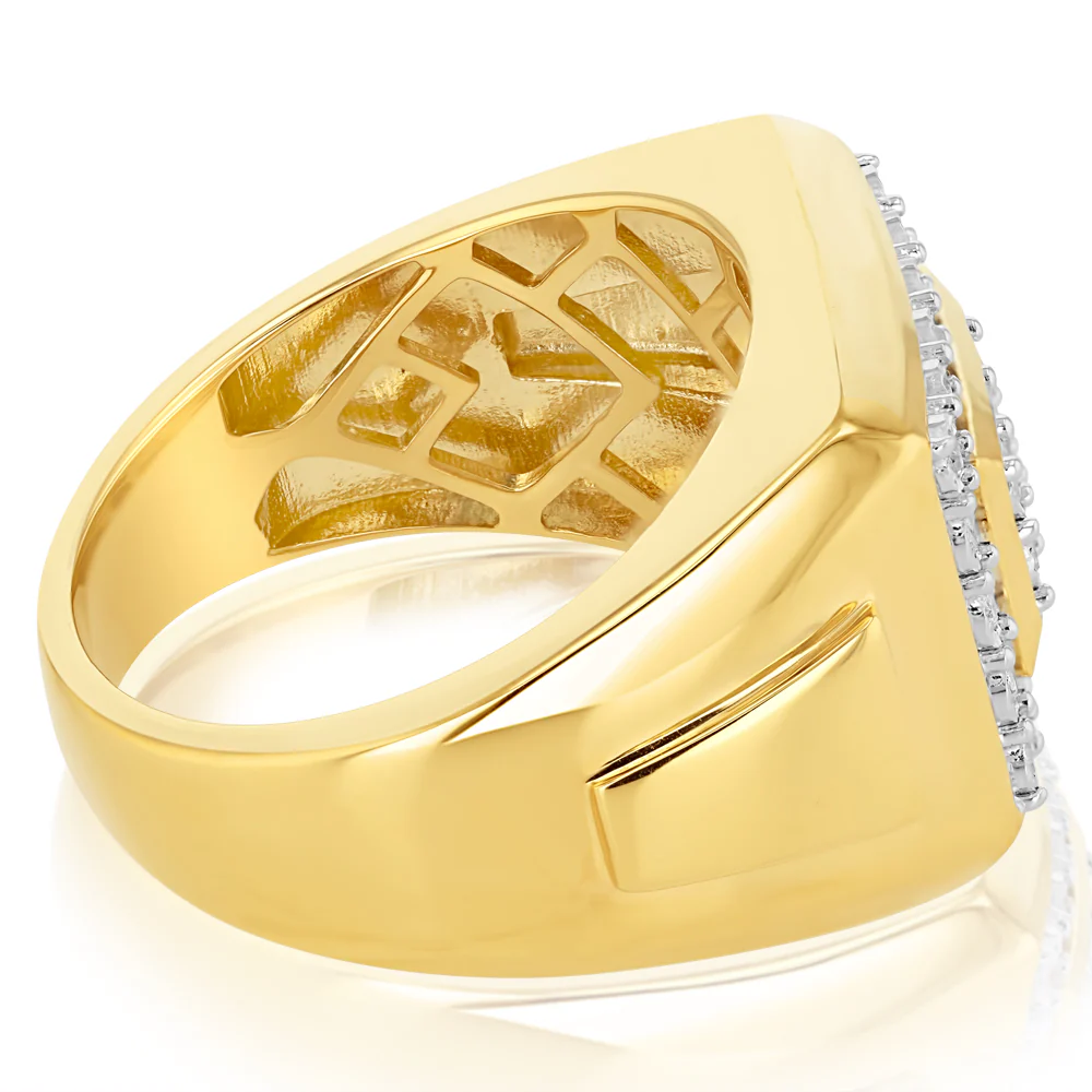 1/4 Carat Diamond Gents Ring in Gold Plated Sterling Silver - Image 2