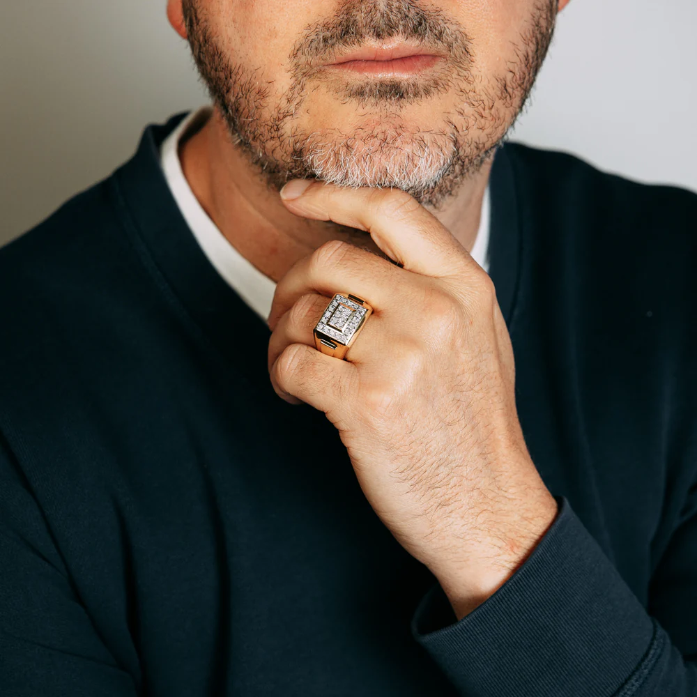 1/4 Carat Diamond Gents Ring in Gold Plated Sterling Silver - Image 3