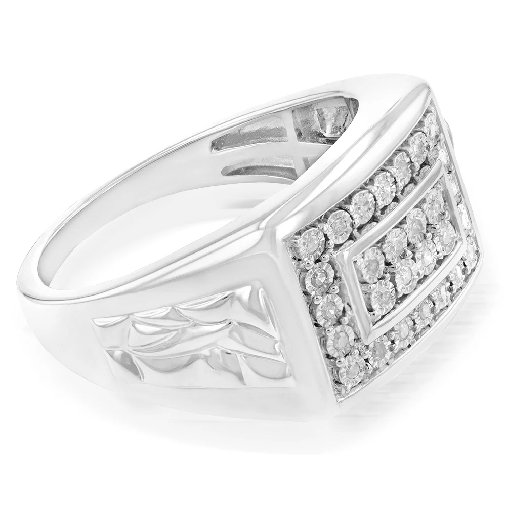 1/4 Carat Diamond Gents Ring in Sterling Silver - Image 2