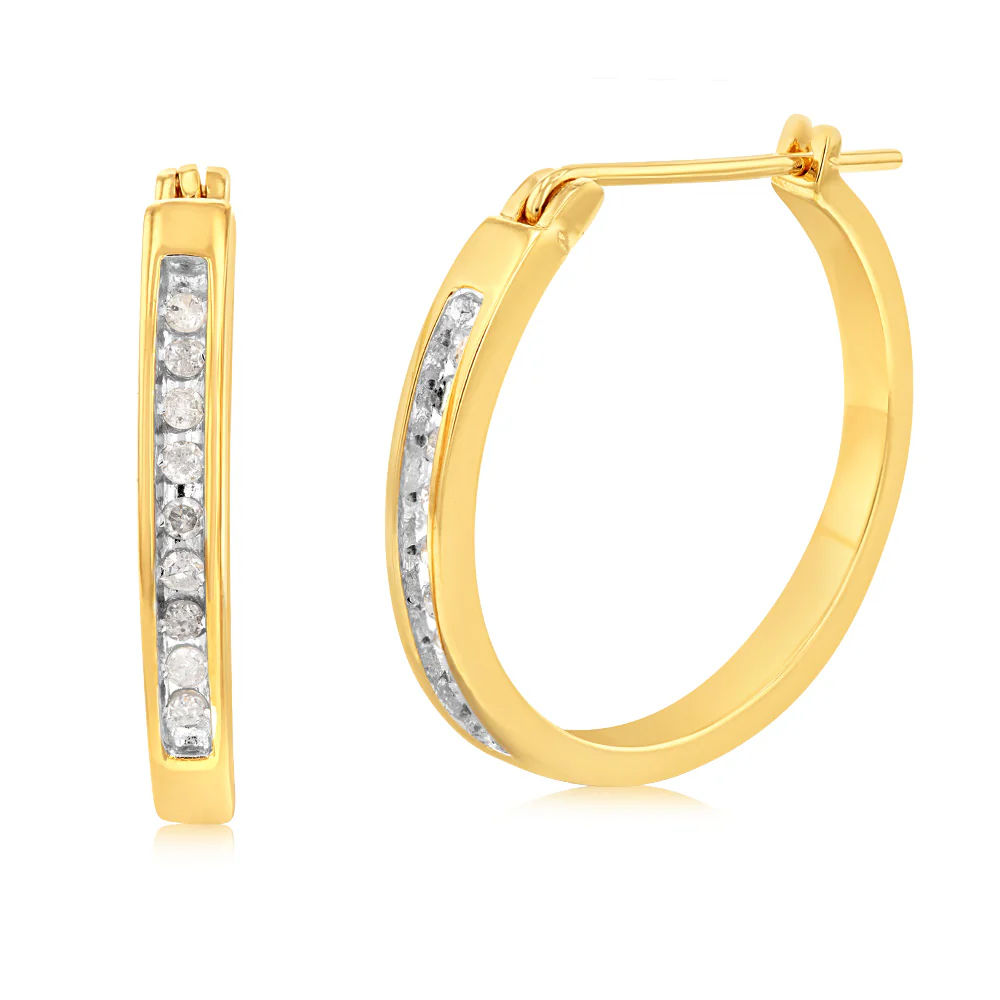 1/4 Carat Diamond Hoop Earring Set in Gold Plated Silver - Image 2