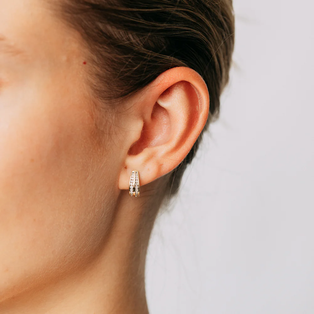 1/4 Carat Diamond Hoop Earrings in 9ct Yellow Gold - Image 2