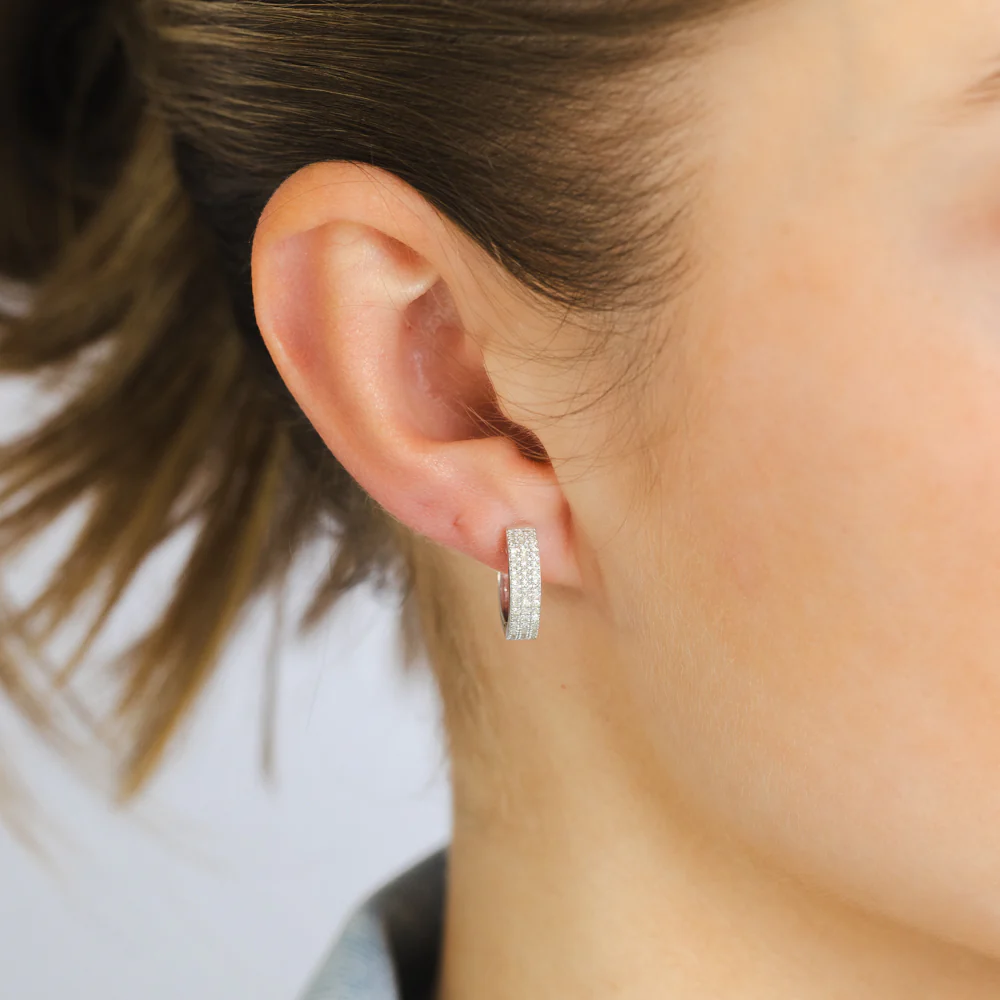 1/4 Carat Diamond Hoop Earrings in Sterling Silver - Image 2