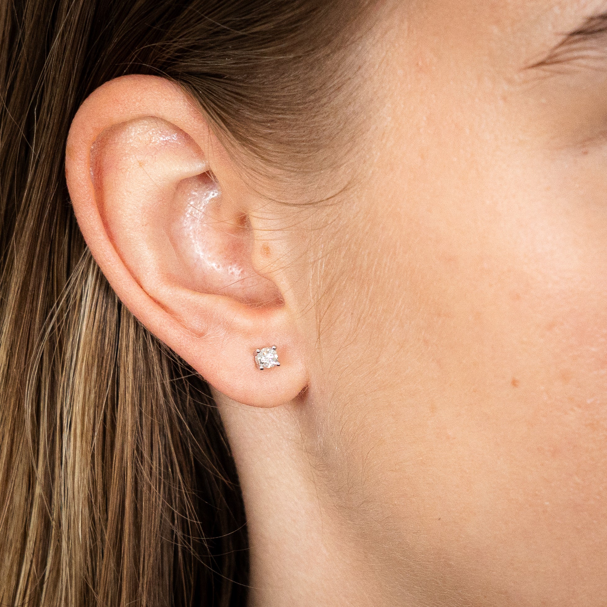 1/4 Carat Diamond Solitaire Earrings in Sterling Silver - Image 2