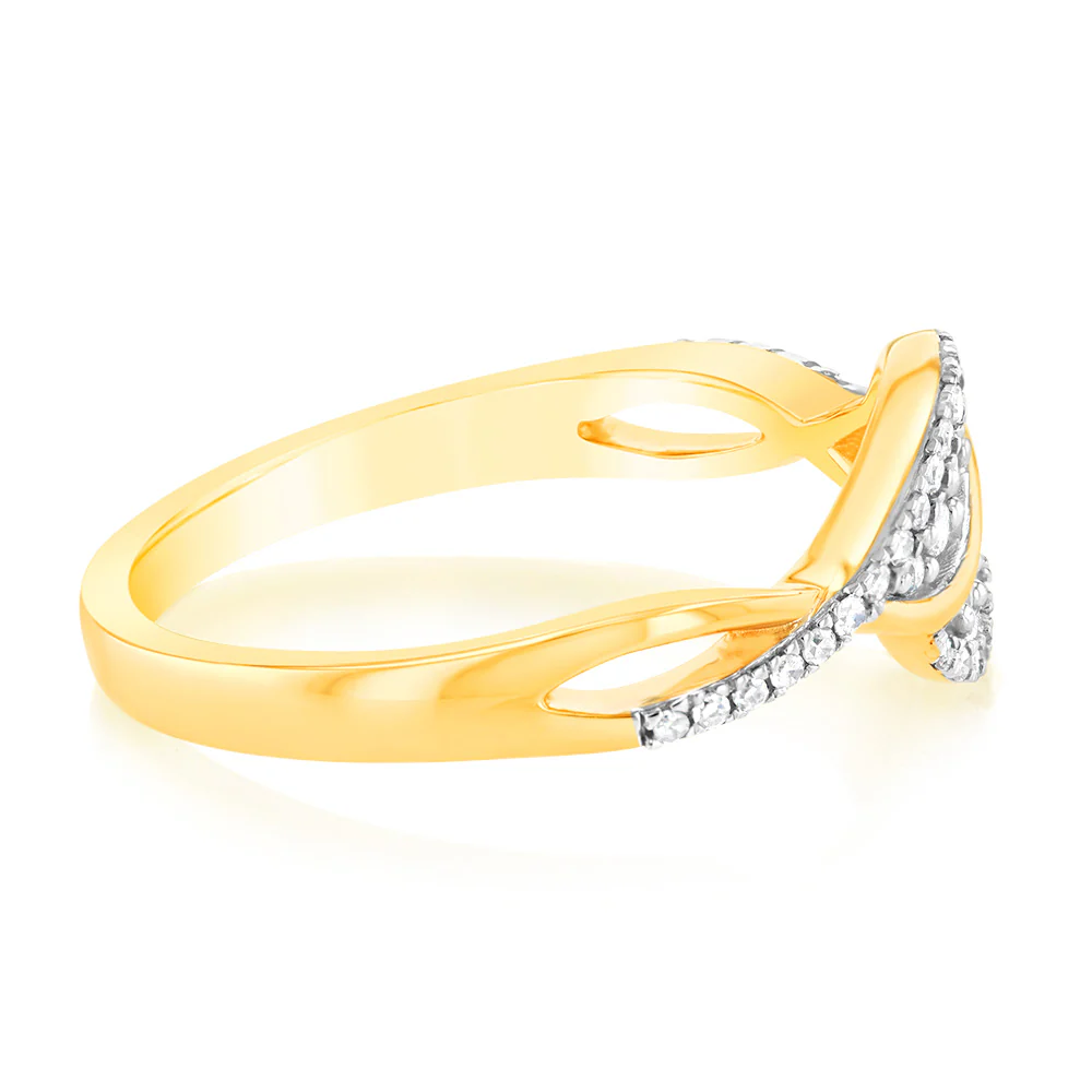 1/4 Carat Diamond Swirl Ring in 9ct Yellow Gold - Image 2