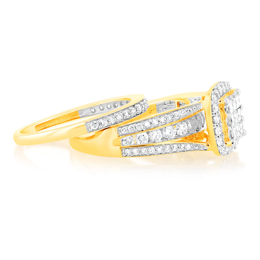 1.40 Carat Diamond Cushion Shape Bridal Set in 10ct Yellow Gold - Image 2