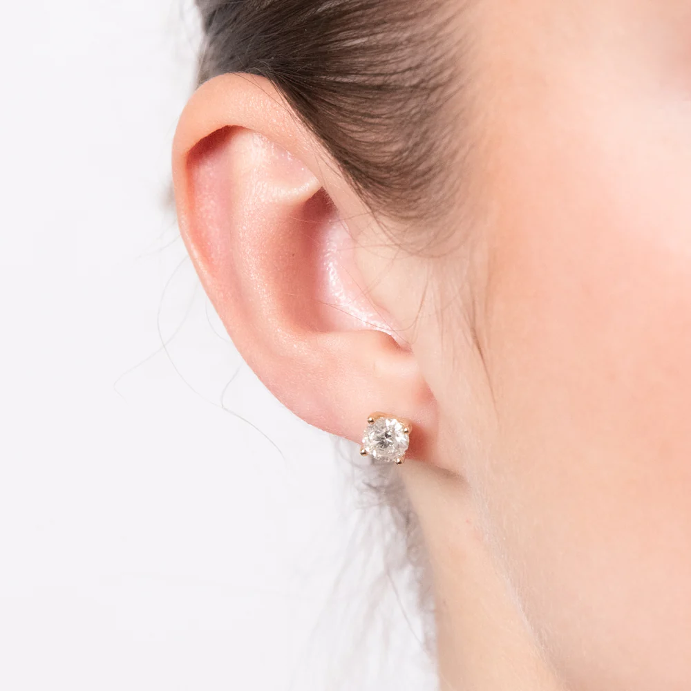 1.40 Carat Diamond Solitaire Stud Earring in 9ct Yellow Gold - Image 2