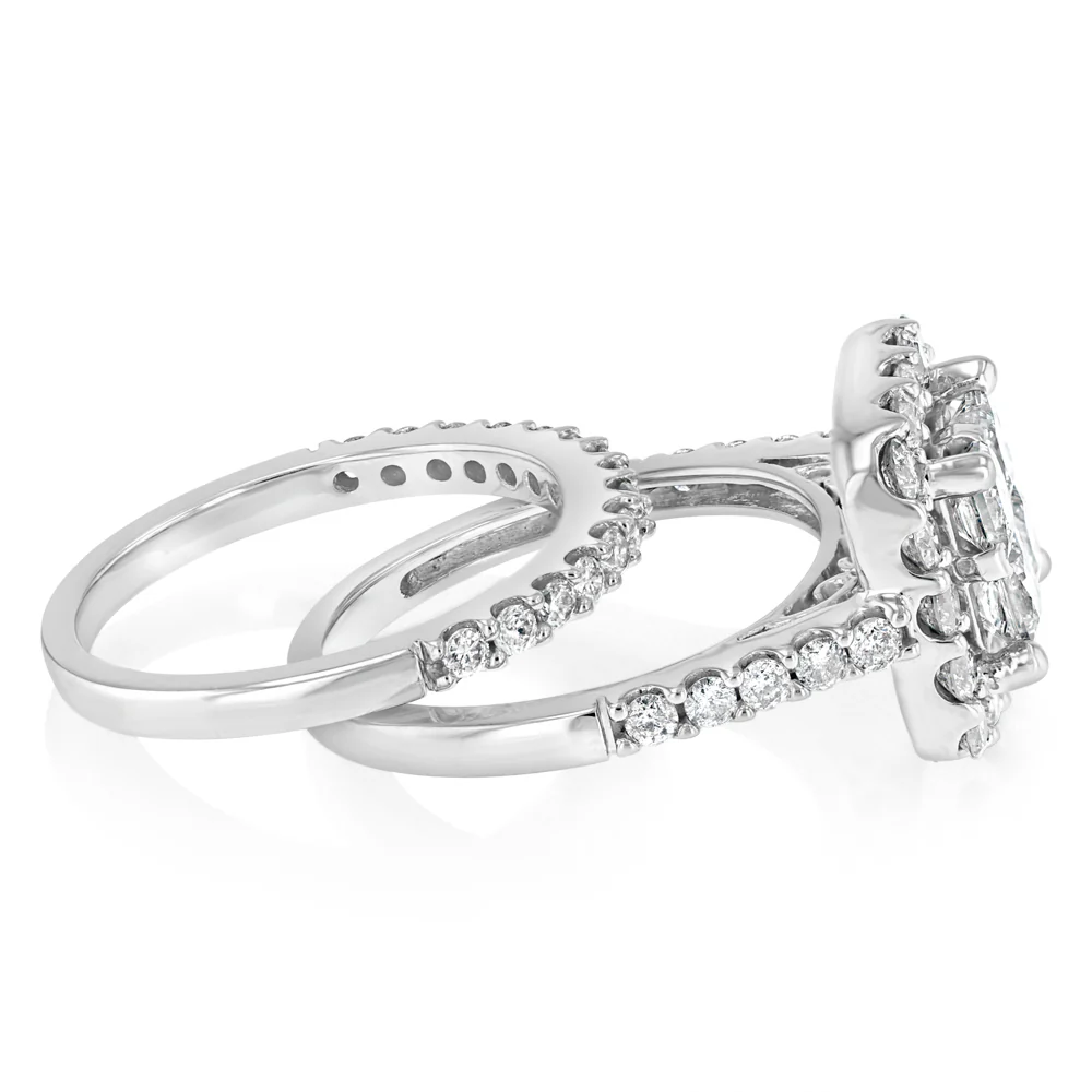 1.45 Carat Diamond Bridal 2-Ring in 10ct White Gold - Image 2
