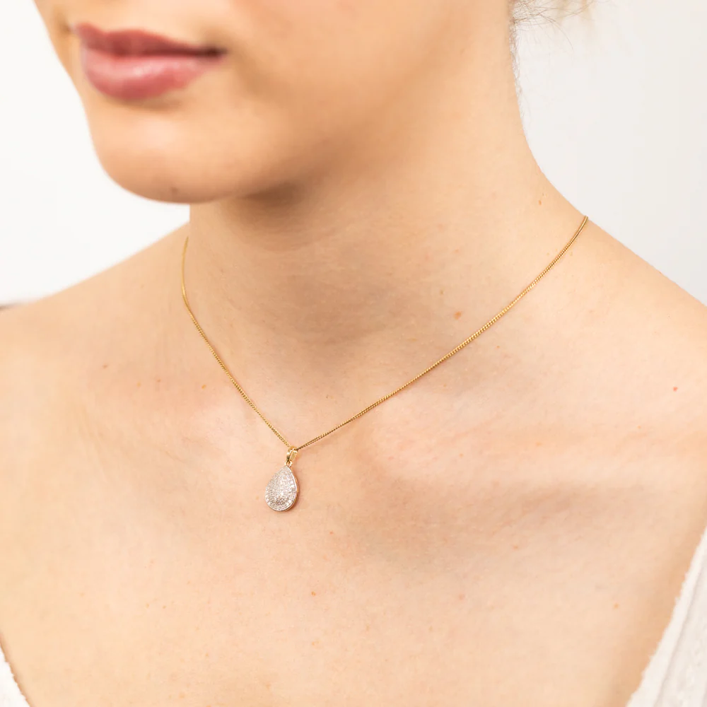 1/4Carat Pear Shaped Diamond Pendant in 9ct Yellow Gold - Image 2