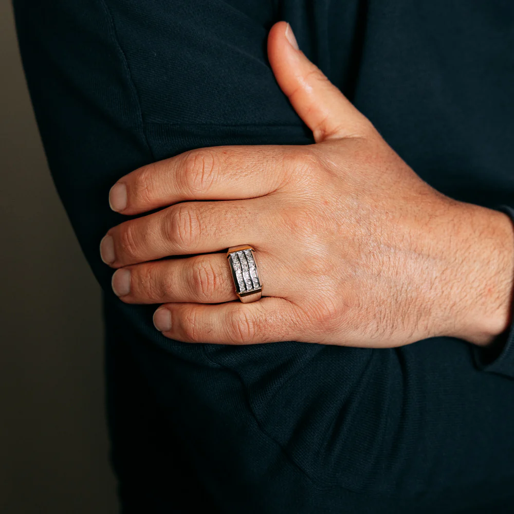 1/5 Carat Diamond Gents Ring in Gold Plated Silver - Image 3