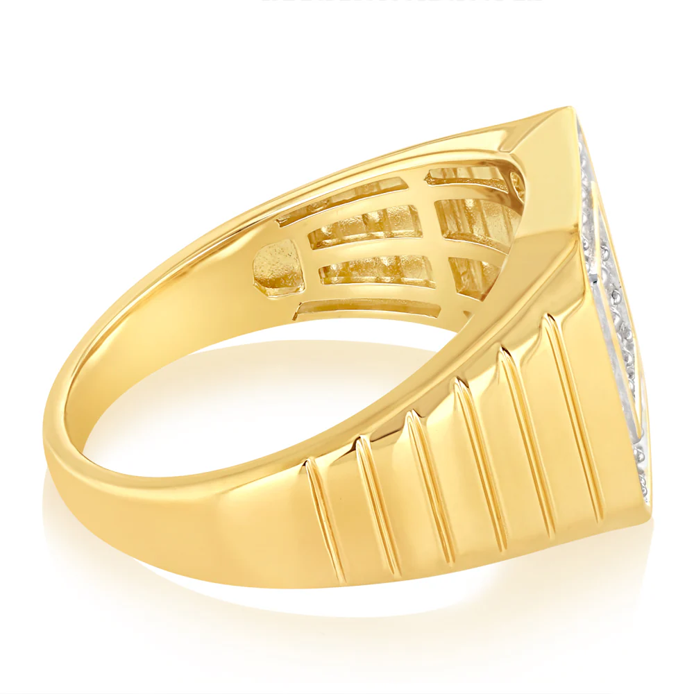 1/5 Carat Diamond Gents Ring in Gold Plated Silver - Image 2