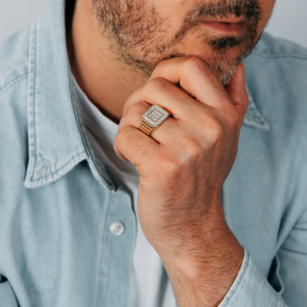 1/5 Carat Diamond Gents Ring in Gold Plated Silver - Image 3