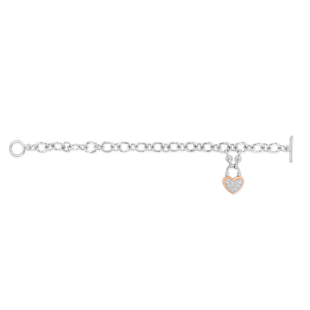 1/5 Carat Diamond Heart Bracelet in Gold Plated Sterling Silver - Image 2