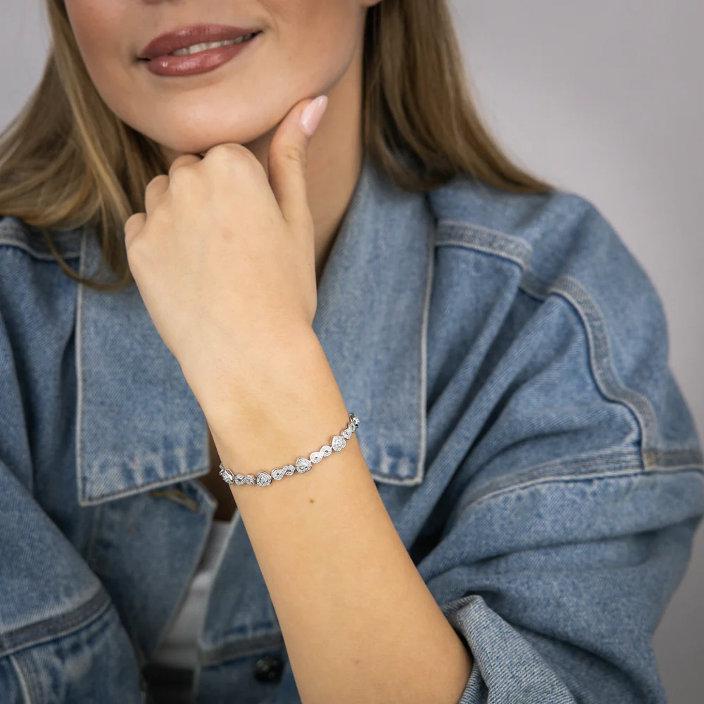 1/5 Carat Diamond Heart & Infinity fancy Bracelet in Sterling Silver - Image 3