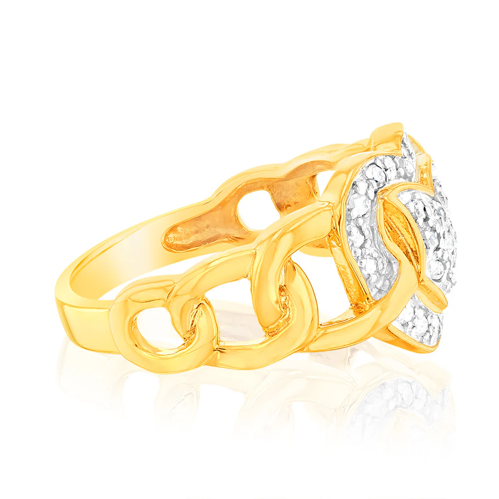 1/5 Carat Diamond Heart Ring Gold plated Silver - Image 2