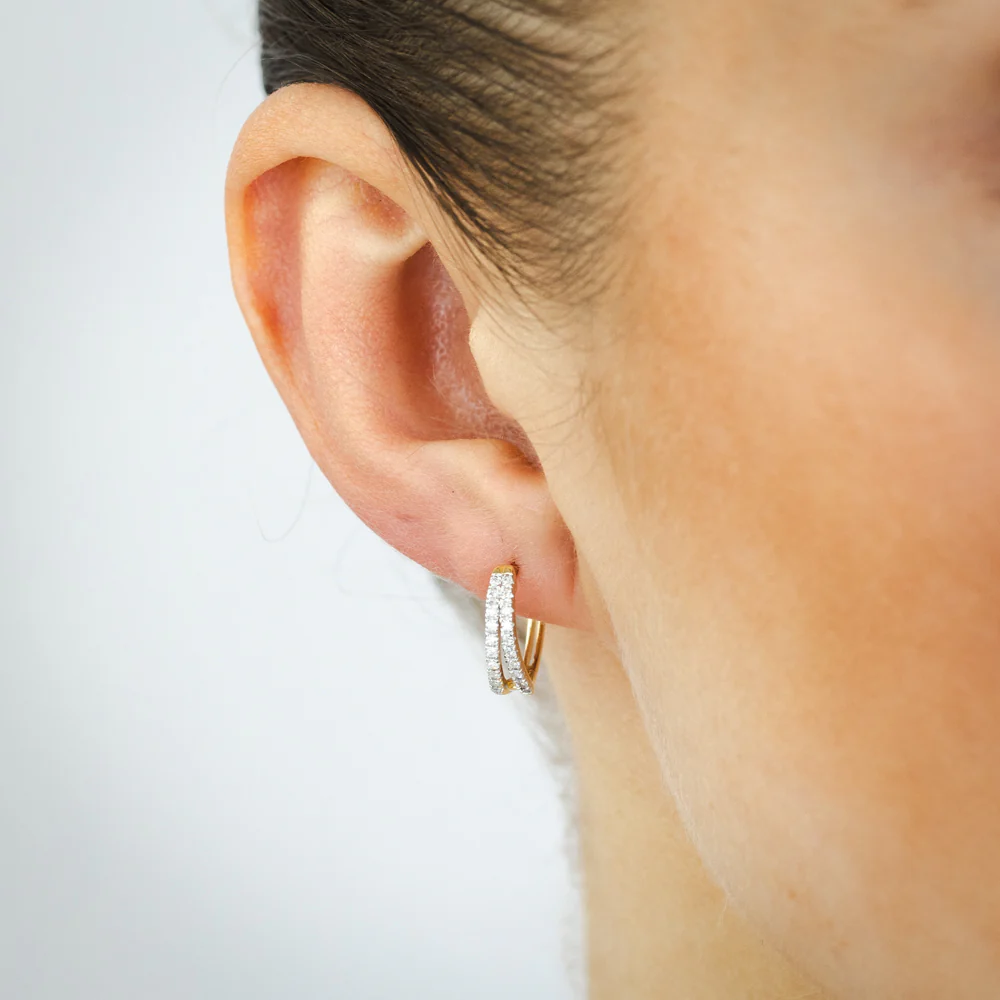 1/5 Carat Diamond Hoop Earrings in 9ct Yellow Gold - Image 2